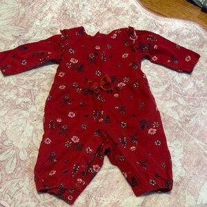 Charming Red Floral Kids Footie